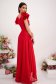 Red Georgette Dress with Glitter Applications, Asymmetric A-Line with Ruffle at the Shoulder - StarShinerS 3 - StarShinerS.com
