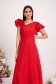 Red Georgette Dress with Glitter Applications, Asymmetric A-Line with Ruffle at the Shoulder - StarShinerS 5 - StarShinerS.com