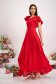 Red Georgette Dress with Glitter Applications, Asymmetric A-Line with Ruffle at the Shoulder - StarShinerS 2 - StarShinerS.com
