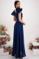 Navy Georgette Dress with Glitter Applications, Asymmetrical A-line with Ruffle at Shoulder - StarShinerS 3 - StarShinerS.com