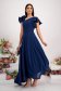 Navy Georgette Dress with Glitter Applications, Asymmetrical A-line with Ruffle at Shoulder - StarShinerS 2 - StarShinerS.com