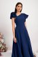 Navy Georgette Dress with Glitter Applications, Asymmetrical A-line with Ruffle at Shoulder - StarShinerS 4 - StarShinerS.com