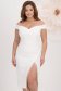 Rochie din stofa elastica alba tip creion cu aplicatii cu pietre strass - StarShinerS 1 - StarShinerS.ro