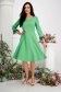 Green dress elastic cloth midi cloche feather details lateral pockets 5 - StarShinerS.com