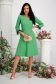 Green dress elastic cloth midi cloche feather details lateral pockets 6 - StarShinerS.com