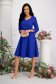 Blue elastic fabric midi dress in flared style with side pockets and feathers 5 - StarShinerS.com