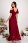 - StarShinerS burgundy dress voile fabric asymmetrical long both shoulders cut out 2 - StarShinerS.com