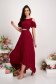 - StarShinerS burgundy dress voile fabric asymmetrical long both shoulders cut out 4 - StarShinerS.com