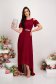 - StarShinerS burgundy dress voile fabric asymmetrical long both shoulders cut out 3 - StarShinerS.com