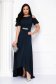 - StarShinerS dark blue dress voile fabric asymmetrical long both shoulders cut out 5 - StarShinerS.com