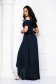 Rochie din voal bleumarin asimetrica lunga cu umeri decupati - StarShinerS 2 - StarShinerS.ro