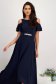 Navy Blue Asymmetric Long Chiffon Dress with Cutout Shoulders - StarShinerS 2 - StarShinerS.com