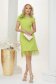 Lightgreen dress short cut straight elastic cloth lateral pockets feather details 1 - StarShinerS.com