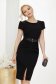Midi pencil elastic cloth frontal slit detachable cord with small beads embellished details black dress 1 - StarShinerS.com