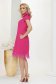 Fuchsia dress short cut straight elastic cloth lateral pockets feather details 2 - StarShinerS.com