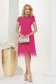 Fuchsia dress short cut straight elastic cloth lateral pockets feather details 1 - StarShinerS.com