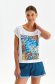 Tricou din bumbac alb cu croi larg si imprimeu frontal abstract - Top Secret 1 - StarShinerS.ro