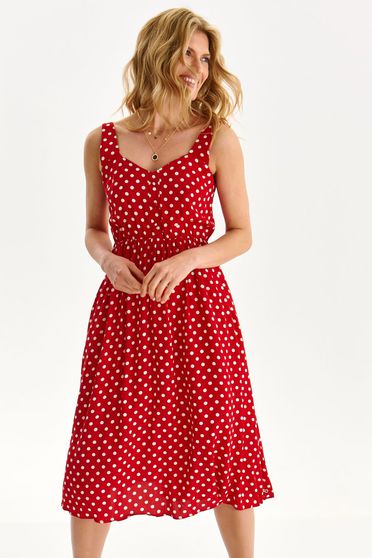 Online Dresses, Red dress lateral pockets cloche with elastic waist thin fabric - StarShinerS.com