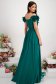 Rochie din voal verde lunga in clos cu flori 3D si umeri goi 3 - StarShinerS.ro