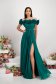 Rochie din voal verde lunga in clos cu flori 3D si umeri goi 4 - StarShinerS.ro