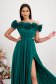 Rochie din voal verde lunga in clos cu flori 3D si umeri goi 5 - StarShinerS.ro