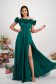 Rochie din voal verde lunga in clos cu flori 3D si umeri goi 1 - StarShinerS.ro