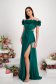 Rochie din voal verde lunga in clos cu flori 3D si umeri goi 6 - StarShinerS.ro