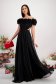 Black dress long cloche from veil fabric with raised flowers naked shoulders 5 - StarShinerS.com