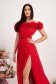 Rochie din voal rosie lunga in clos cu flori 3D si umeri goi 4 - StarShinerS.ro