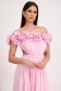 Rochie din voal roz-deschis lunga in clos cu flori 3D si umeri goi 2 - StarShinerS.ro