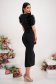 Black elastic fabric pencil dress with embossed flowers on the sleeves 6 - StarShinerS.com
