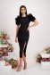 Black elastic fabric pencil dress with embossed flowers on the sleeves 4 - StarShinerS.com