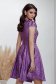 Purple dress from satin fabric texture cloche lateral pockets metallic chain accessory 2 - StarShinerS.com