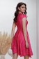 Pink dress from satin fabric texture cloche lateral pockets metallic chain accessory 2 - StarShinerS.com