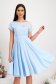 Rochie din triplu voal albastru-deschis midi in clos cu elastic in talie si broderie florala - StarShinerS 1 - StarShinerS.ro