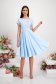 Rochie din triplu voal albastru-deschis midi in clos cu elastic in talie si broderie florala - StarShinerS 3 - StarShinerS.ro