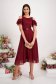 Burgundy Midi Veil Dress in A-Line with Glitter Applications - StarShinerS 5 - StarShinerS.com