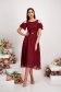 Burgundy Midi Veil Dress in A-Line with Glitter Applications - StarShinerS 3 - StarShinerS.com