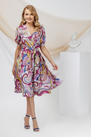Satin dresses, Dress from satin cloche with elastic waist with cut-out sleeves - StarShinerS.com