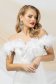 Rochie din stofa usor elastica ivoire tip creion midi cu pene 7 - StarShinerS.ro