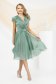 Mint Veil Dress in a Flared Cut Adorned with a Rhinestone Belt - PrettyGirl 1 - StarShinerS.com