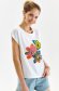 Tricou din bumbac alb cu croi larg si broderie florala frontala - Top Secret 1 - StarShinerS.ro