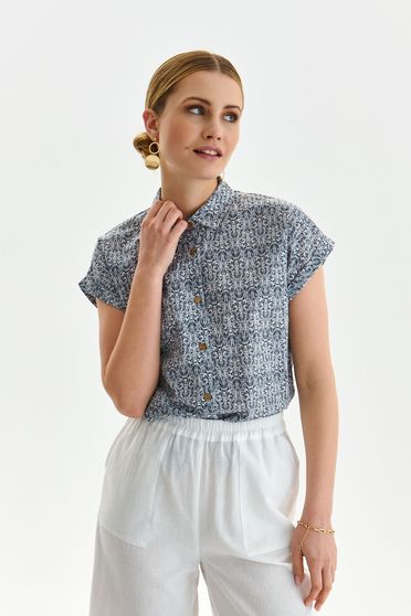 Short sleeves shirts, Blue women`s shirt cotton loose fit - StarShinerS.com