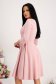 Powder pink dress elastic cloth midi cloche feather details lateral pockets 2 - StarShinerS.com