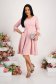 Powder pink dress elastic cloth midi cloche feather details lateral pockets 5 - StarShinerS.com