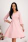 Powder pink dress elastic cloth midi cloche feather details lateral pockets 1 - StarShinerS.com
