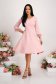 Powder pink dress elastic cloth midi cloche feather details lateral pockets 3 - StarShinerS.com