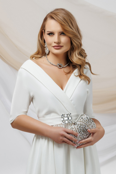 Online Dresses, Ivory dress elastic cloth cloche wrap over front detachable cord - StarShinerS.com