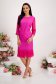 Fuchsia dress elastic cloth pencil with veil sleeves with crystal embellished details 3 - StarShinerS.com