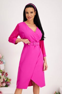 Fuchsia dress elastic cloth accessorized with belt wrap over front